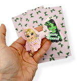 PINK & GREEN BOW- BOW DISPLAY CARDS- SINGLE OR PACK OF 4
