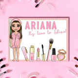 PERSONALISED FAUX LEATHER MAKE UP PLACEMATS – PINK DOLLY SHORTS EDITION
