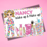 PERSONALISED FAUX LEATHER MAKE UP MATS | CANDY BEARS DOLLY PJ'S EDITION