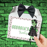 PINK GREEN WITCH DOLLY GIRL PRINTED TREAT BOX LABELS- SOLVENT DECAL