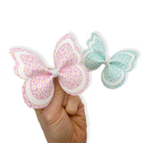 OOPS A DAISY BUTTERFLY PINCH BOWS - DIY CUT OUT FAUX LEATHER FABRIC SHEETS