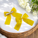 Sunshine Yellow Satin Ribbon Hair Bows- 2.5''
