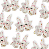 PINK FLOWERS BEATRIX BUNNY DIY CUTOUT FAUX LEATHER HAIR BOW LOOPS