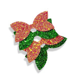 PINK & GREEN MIXED PRE CUT CHUNKY GLITTER BOW TAILS & CENTRES 3.5”- 4 PACK