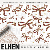 TARTAN RIBBON BOWS SEAMLESS PATTERN SET
