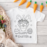 DTF TRANSFER - COLOUR ME IN- HAPPY EASTER BUNNY IN GLASSES