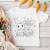 DTF TRANSFER - COLOUR ME IN- CUTE HAPPY EASTER BOW BUNNY