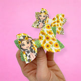 SUNFLOWER COW DOLLY BOWS 3.5” | PRE CUT DIY HAIR BOW LOOPS
