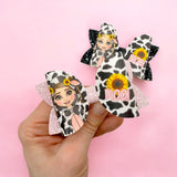 MOO COW DOLLY BOW 3.5” | PRE CUT DIY HAIR BOW LOOPS
