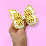 SUNFLOWER BUTTERFLY PINCH BOWS - DIY CUT OUT FAUX LEATHER FABRIC SHEETS