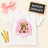 CUSTOM DTF TRANSFER | NURSERY GRADUATE 2025 TEDDY PINK FLORALS