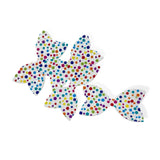 SPOTTY GLITTER PRE CUT CHUNKY GLITTER BOW TAILS & CENTRES 3.5”- 4 PACK