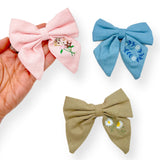 Linen Embroidered Sailor Bows