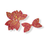HOT PINK FAIRYTALES PRE CUT CHUNKY GLITTER BOW TAILS & CENTRES 3.5”- 4 PACK