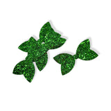 EVERGREEN PRE CUT CHUNKY GLITTER BOW TAILS & CENTRES 3.5”- 4 PACK