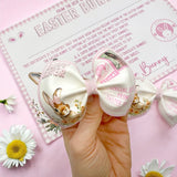 PINK PERSONALISED EASTER BUNNY LETTER FAUX LEATHER DIY PINCH HAIR BOWS
