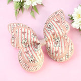 PINK BUNNY STRIPE BUTTERFLY PINCH BOWS - DIY CUT OUT FAUX LEATHER FABRIC SHEETS