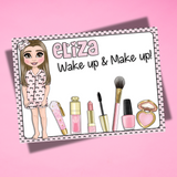 PERSONALISED FAUX LEATHER MAKE UP MATS | PINK & BLACK BOW DOLLY SHORTS EDITION