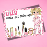 PERSONALISED FAUX LEATHER MAKE UP MATS | PINK BOW DOLLY PJS EDITION