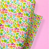 PASTEL RAINBOW GIRAFFE | PREMIUM FAUX LEATHER FABRICS