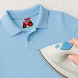 CUSTOM DTF CLOTHING LABELS- RED TRACTOR- IRON ON