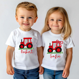 CUSTOM DTF TRANSFER - EMBROIDERY EFFECT- PERSONALISED RED TRACTOR