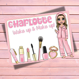 PERSONALISED FAUX LEATHER MAKE UP MATS | WOMEN'S PINK DOLLY PJ'S EDITION