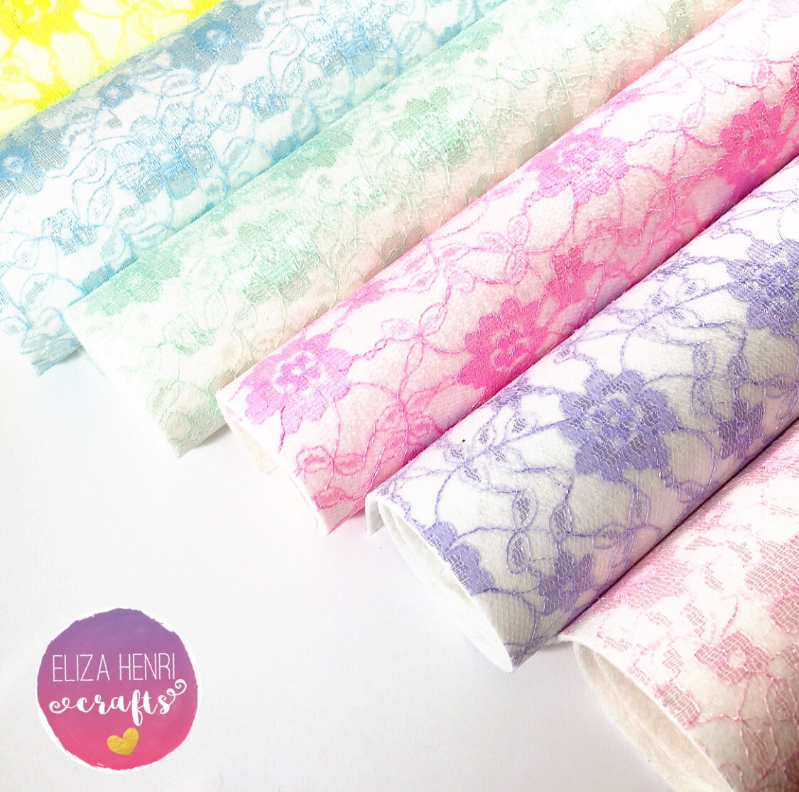 Coloured Lace on White Wool Blend Felt - Eliza Henri