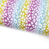 Rainbow Leopard White Spots Lux Premium Printed Bow Fabric