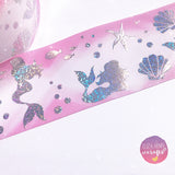 Mermaid Foiled Holographic Grosgrain Ribbon 3''