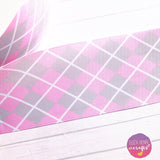 Pink, White & Grey Plaid Grosgrain Ribbon 2'' or 3''