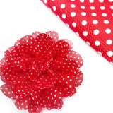 Red & White Frilly Polka Dot Chiffon Posies Flowers