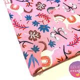 Pink Autumn Horse Designer Fabric Felt - Eliza Henri Craft Supply