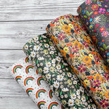Embroidered Summer Meadow Premium Faux Leather Fabric Sheets