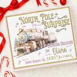 NORTH POLE PINK TRAIN - MAGNETIC BOX TOPPER SOLVENT STICKER