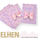 Birthday Babe Pink & Lilac Display Bow Cards A6 Size- Digital Download- 2 Designs