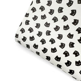 Black Cats Premium Faux Leather Fabric