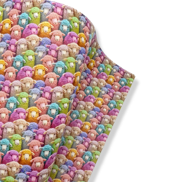 PASTEL WOOLY SHEEP PREMIUM FAUX LEATHER FABRIC