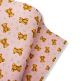 PINK TEDDY & DAISIES PREMIUM FAUX LEATHER FABRICS