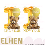 My 1st New Year Teddy Bear Digital Download- 2 Variations