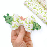 Cuthbert the Caterpillar Glitter Hair Bow Animal Peekas- Embroidered Felties