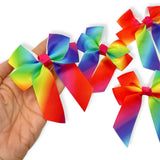 Rainbow Grosgrain Ribbon Hair Bows 3.6”