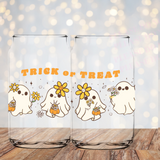 Trick or Treat Ghosts Libby Cup Glass Can UVDTF Wrap 16oz