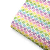 Pastel Flower Check Premium Faux Leather Fabric