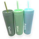 16 OZ Skinny Tumbler with Straw