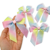 Pastel Rainbow Grosgrain Ribbon Hair Bows 3.6”