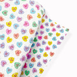 CONVERSATION CANDY HEARTS CHUNKY GLITTER FABRIC