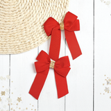 RED & GOLD GLITTER GROSGRAIN 4” RIBBON BOW
