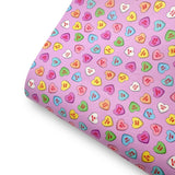 Sweet Candy Hearts Lilac Premium Faux Leather Fabric Sheets