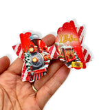 RED SNOWY EXPRESS TRAIN BOWS 3.5” | PRE CUT DIY HAIR BOW LOOPS